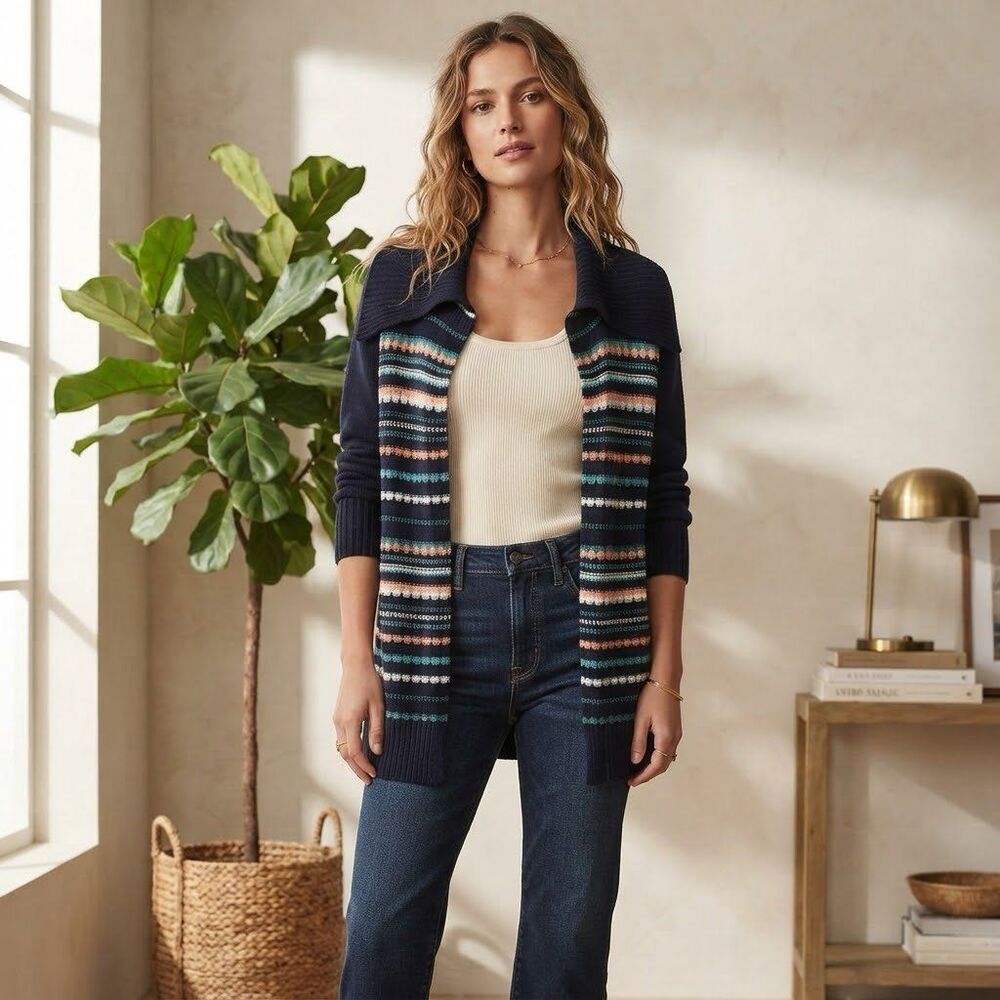 Ruby Rd striped knit longline cardigan